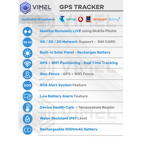 4G Solar Powered GPS Tracker Remote Live Listening 