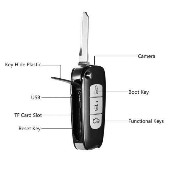 Professional Portable Hidden Car Key Camera One Button Operation