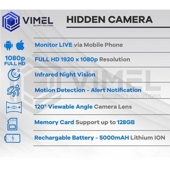 Wireless Hidden WIFI Powerbank Security Camera IR Night Vision