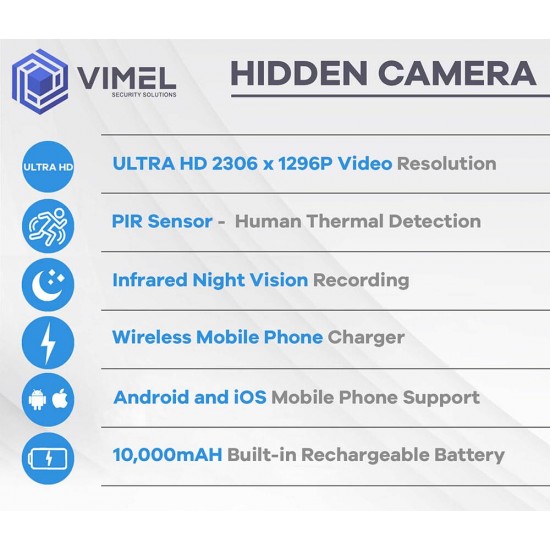 Ultra HD 2K PowerBank Wireless Charger Spy Camera