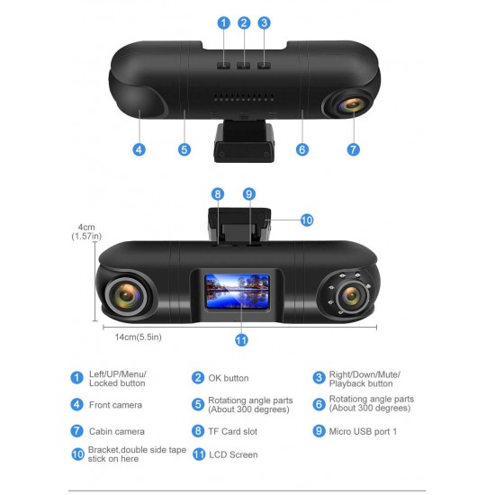 Dual Dash Camera Night Vision 4K
