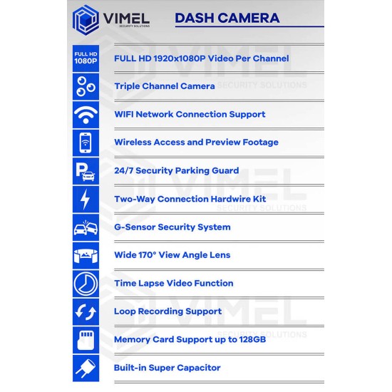 24/7 Triple Channel Dash Camera WIFI