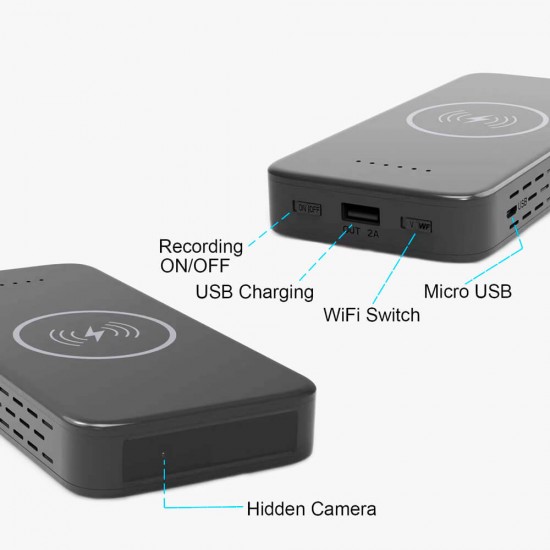 Wireless Power Bank Charger WIFI Spy Camera 4K