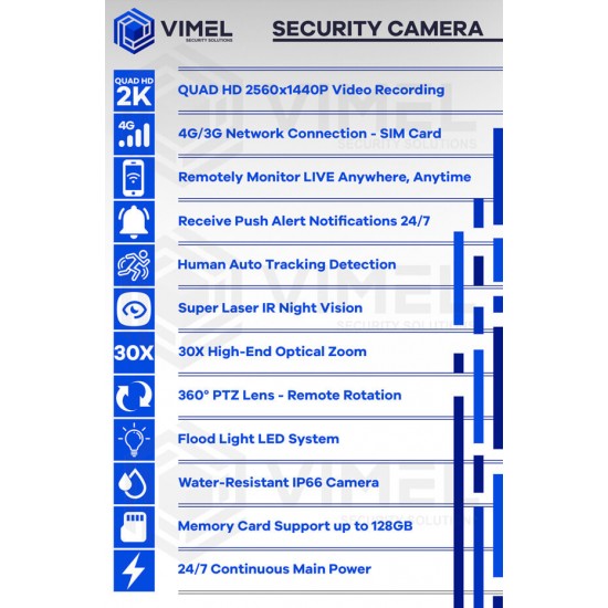 4G SIM Card Security Camera 30X Zoom