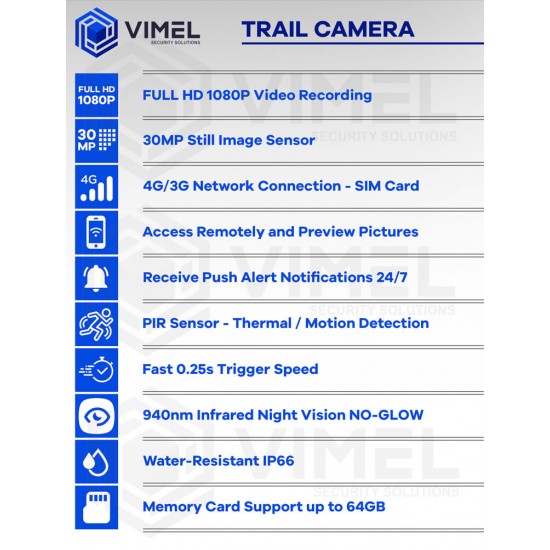 Solar 4G SIM Card Trail Camera 30MP