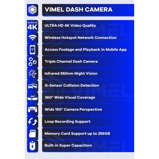 WIFI Triple Channel Dash Camera 4K