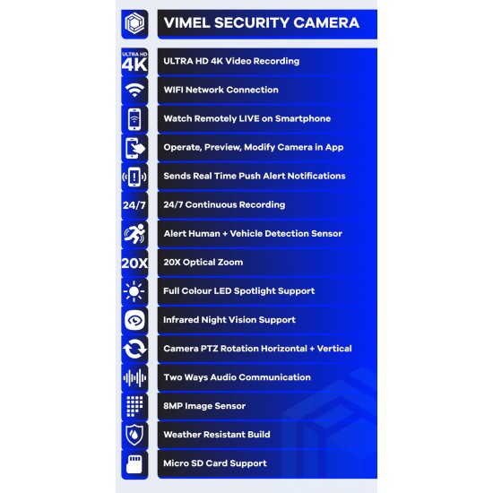 WIFI Security Camera 20X Zoom 4K