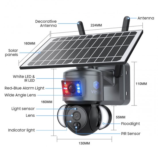 Solar Security Dual Camera 4G 2K Human Auto Tracking